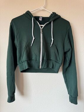 American Apparel Cropped Sweatshirt Jacket Green